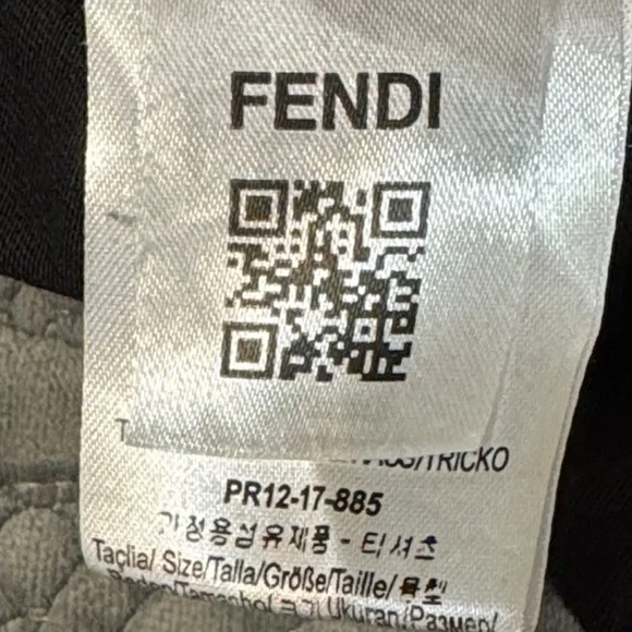 Fendi FF Mesh Panel Black T‑Shirt (Flawed Embellishment) size Large - Picture 13 of 14